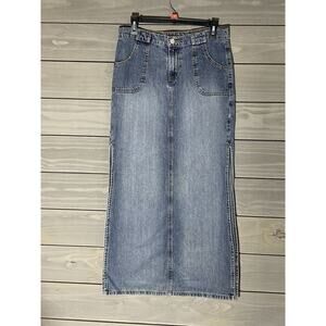 Paris Blues Long Denim Skirt Slits Juniors Size 7